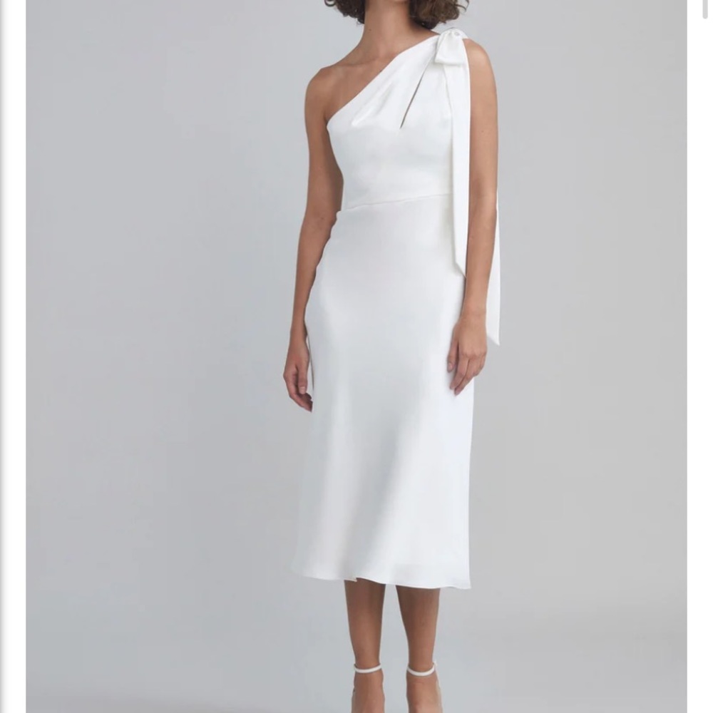Amsale One Shoulder Tie Bow Dress
